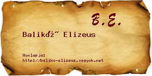 Balikó Elizeus névjegykártya
